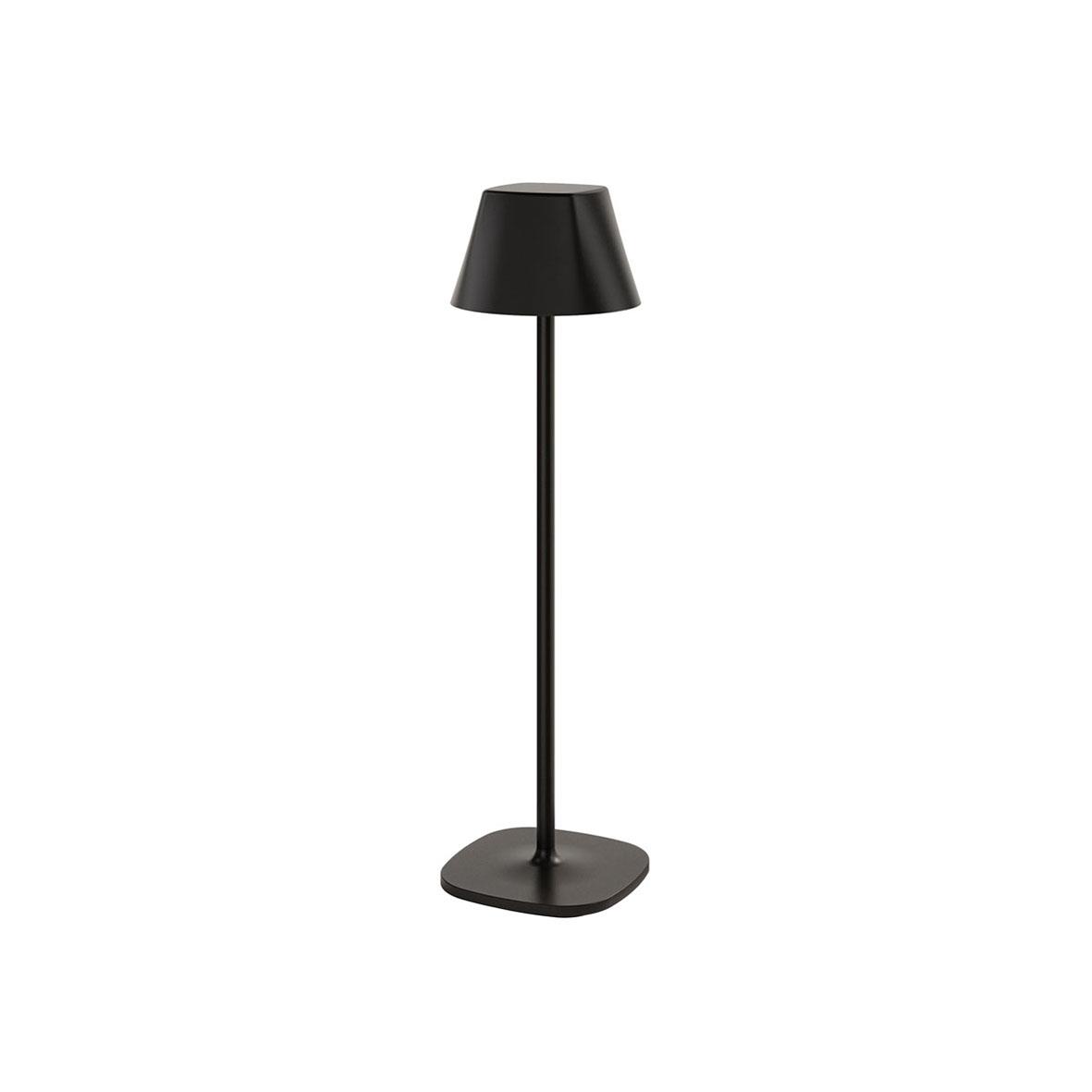 Svart bordslampa LED Duni Cordless Veya med svart lampskärm och stång