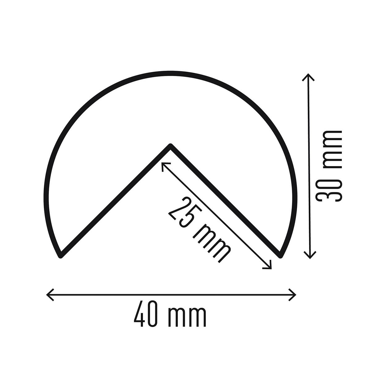 Hörnskydd i gul/svart med magnet, diameter 30 mm, 25 mm vinkel, 40 mm brett