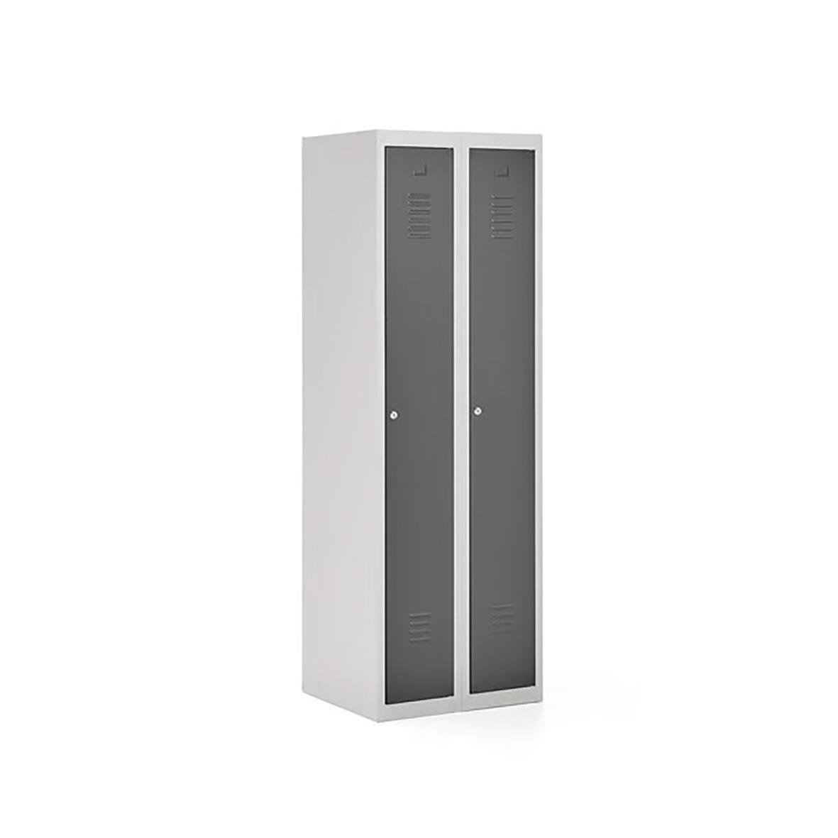 Klädskåp med två mörkgrå dörrar i modulformat, mått 1800x600x500mm