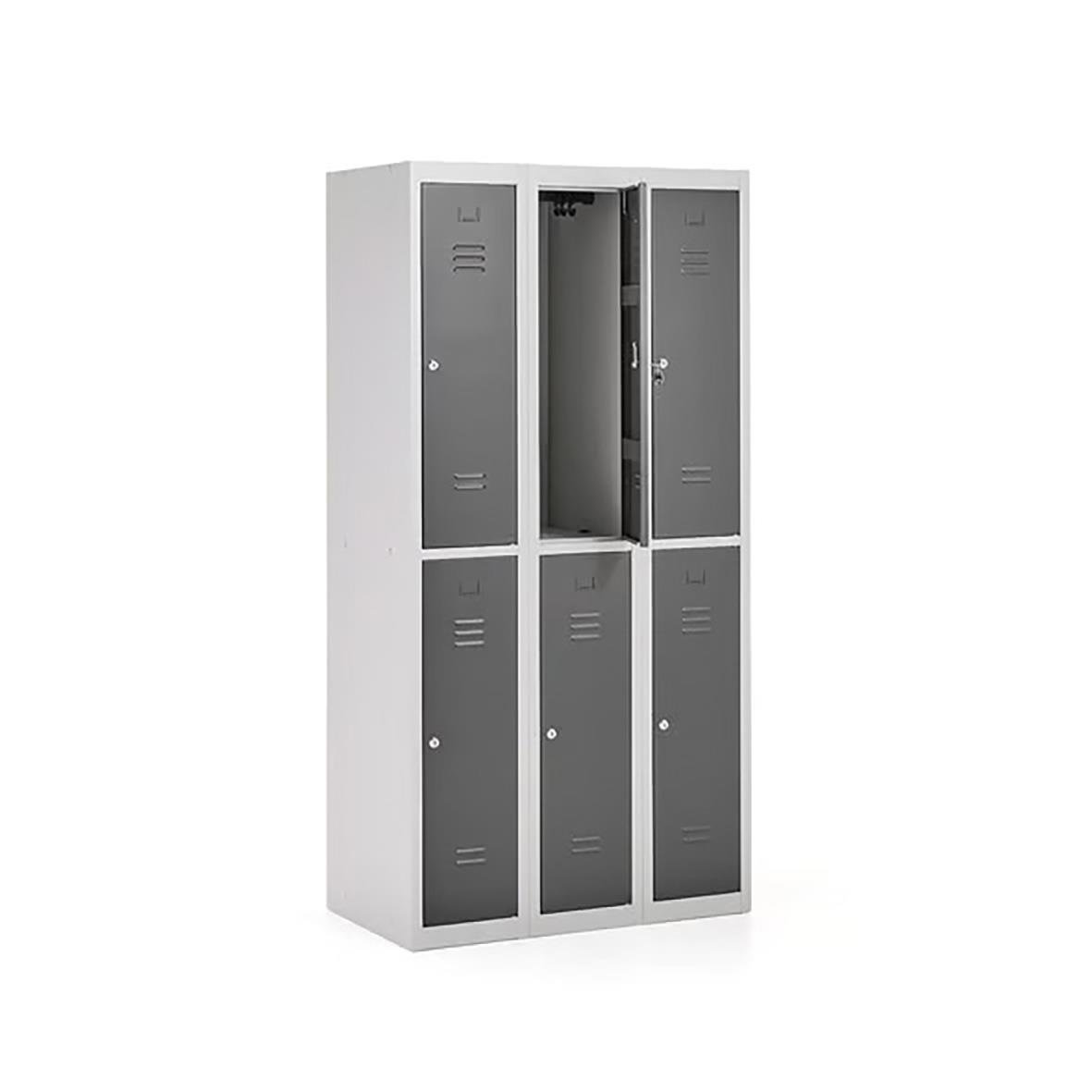 Klädskåp med 2-dörrar, 3 moduler, mörkgrå, mått 1800x900x500mm