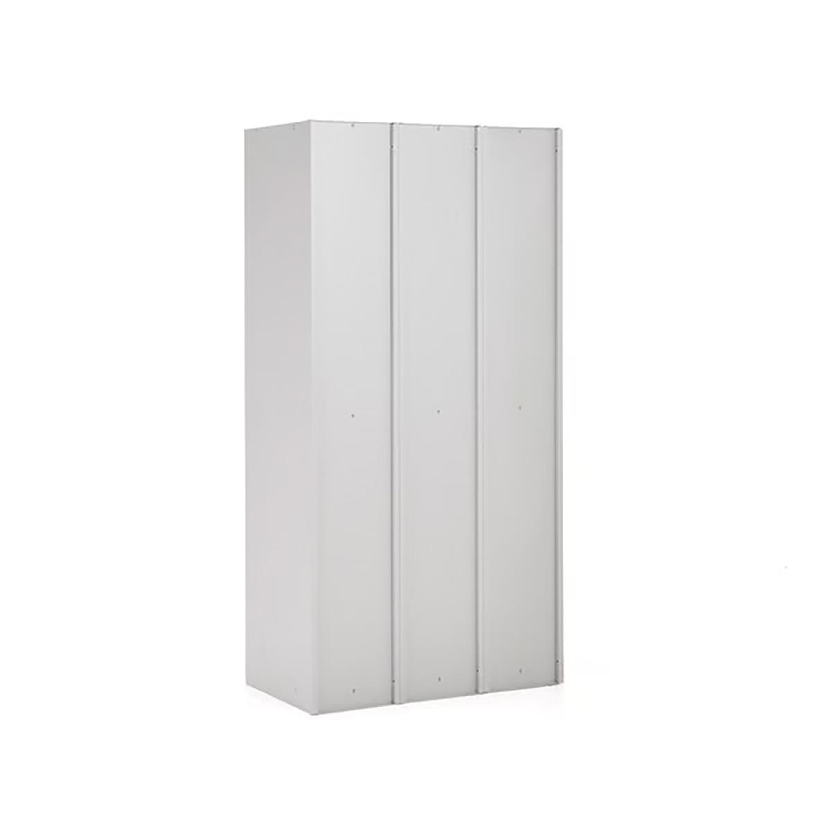 Klädskåp med 2-dörrar och 3 moduler i mörkgrå färg, mått 1800x900x500mm