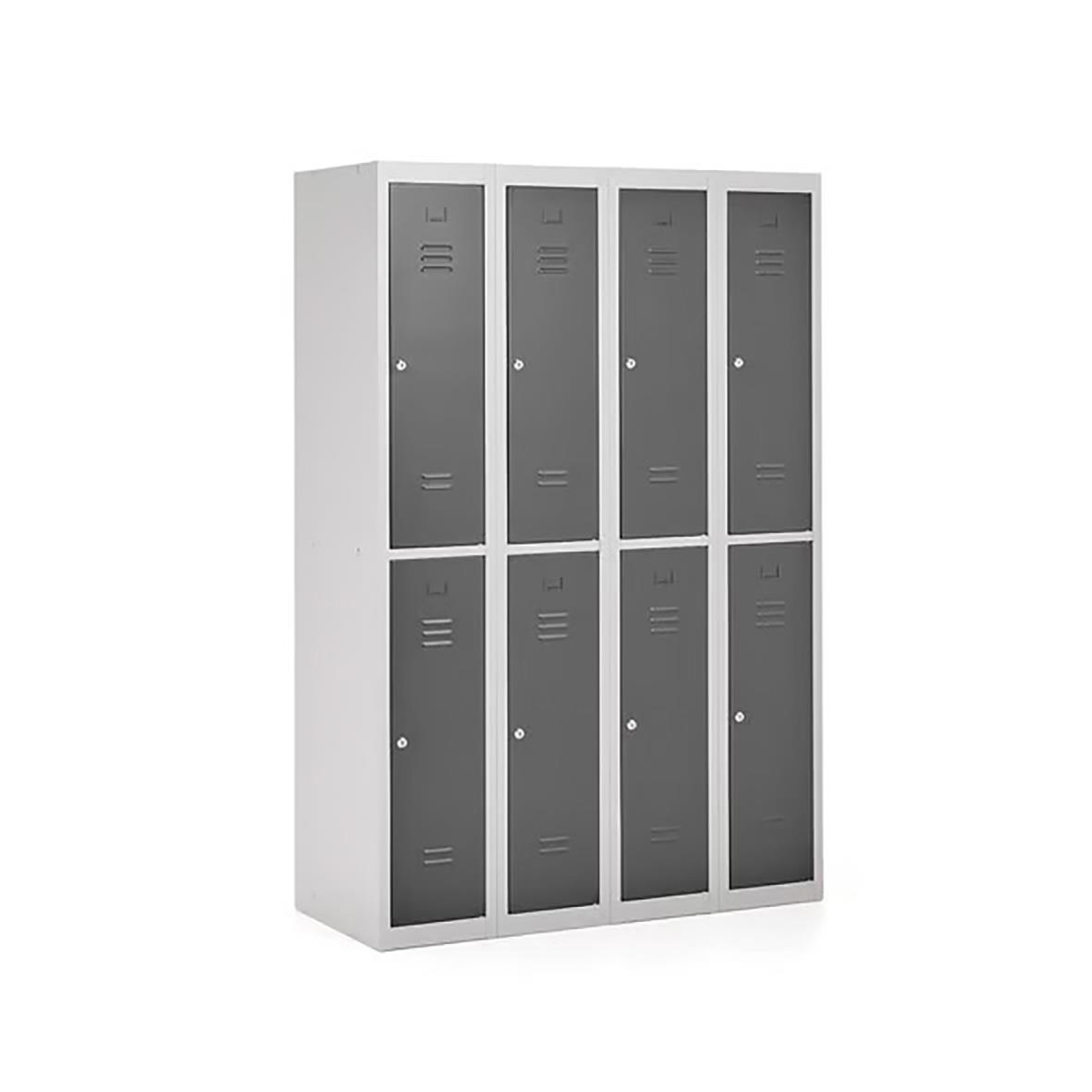 Klädskåp med 2-dörrar och 3 moduler i mörkgrå färg, mått 1800x1200x500mm