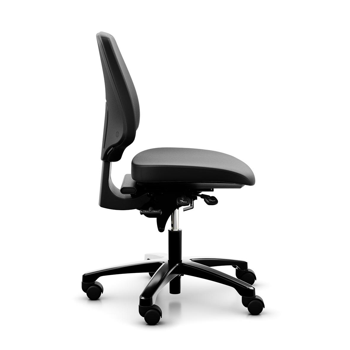 Svart arbetsstol RH Activ 220 i konstläder med justerbar höjd och hjul