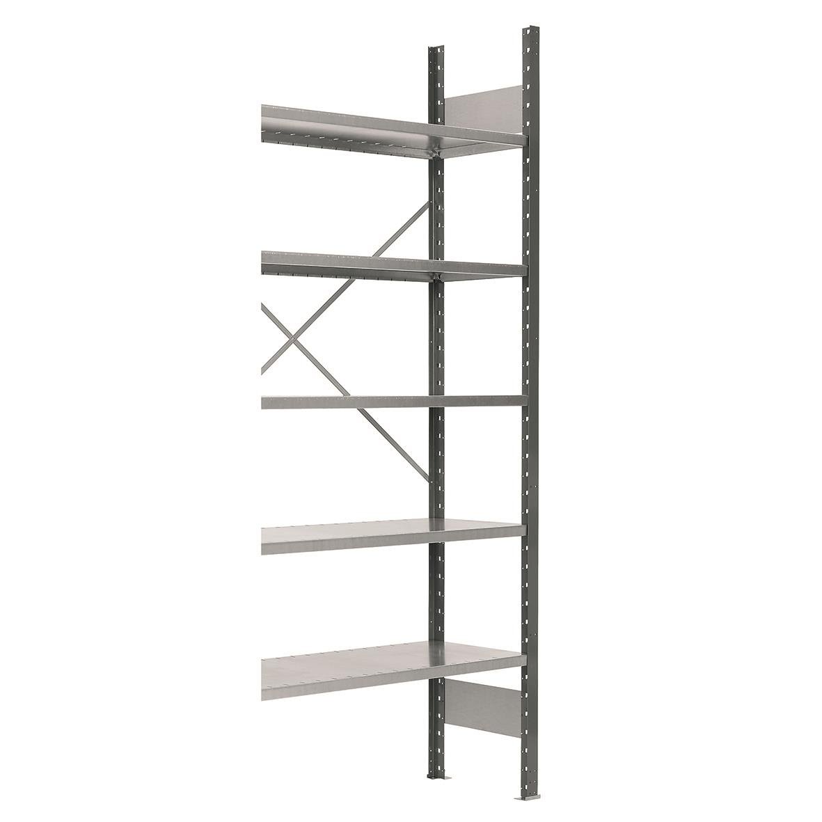 Lagerhylla GBP öppen gavel V06 påbyggnadssektion med 5 hyllor, 210x100x60cm