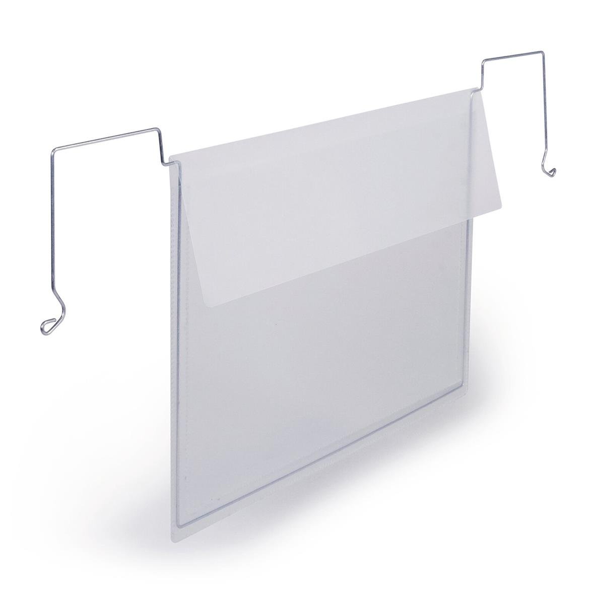 Plastficka Durable med flik och ståltrådsfäste, transparent A5L