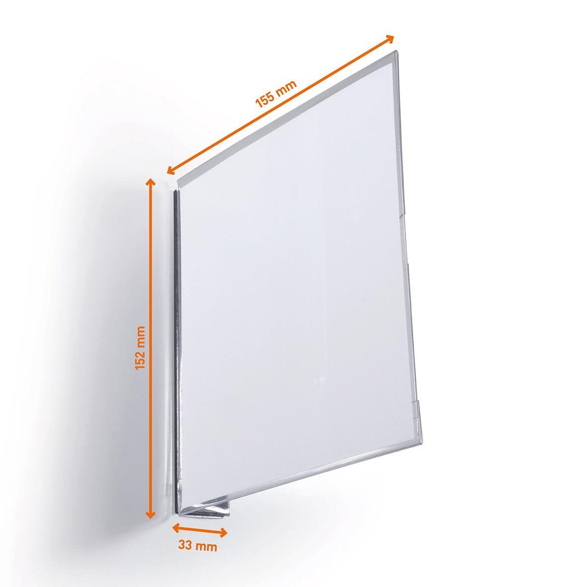Gångskylt Durable Pallställ Magnetisk Transparent 149x149mm med mått på 155 mm, 152 mm och 33 mm