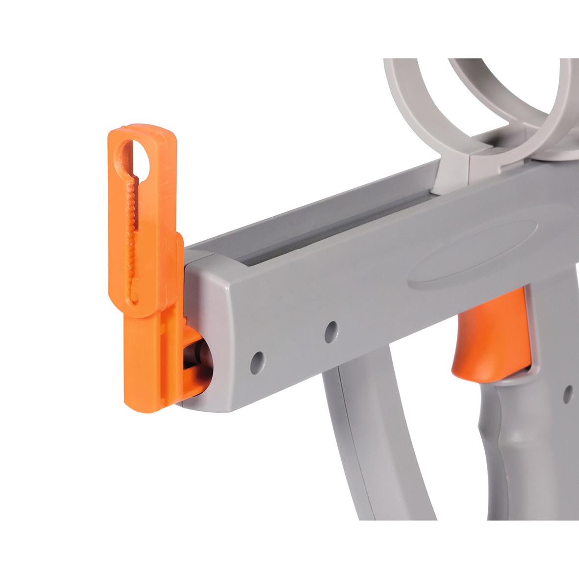 Sprutpistol i grått och orange med justerbar del för precisionssprutning