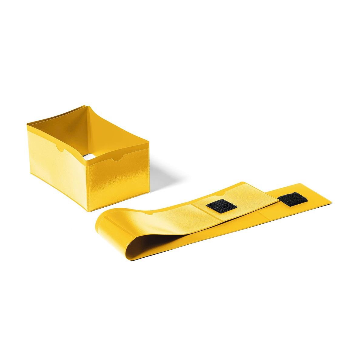 Gul pallfotsficka med hållare, 145x75mm, för säker förvaring på pall