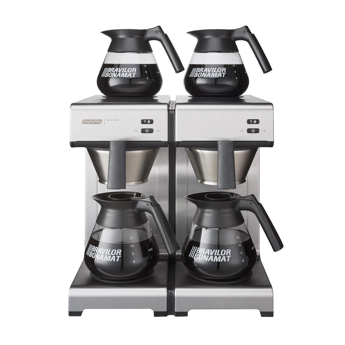 Kaffebryggare Bonamat Mondo Twin 3-fas med fyra kannor i svart och silver