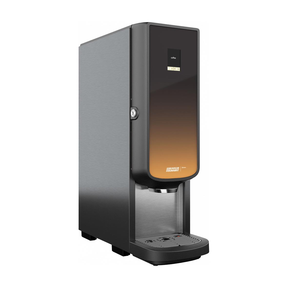 Automat för drycker med svart och orange design