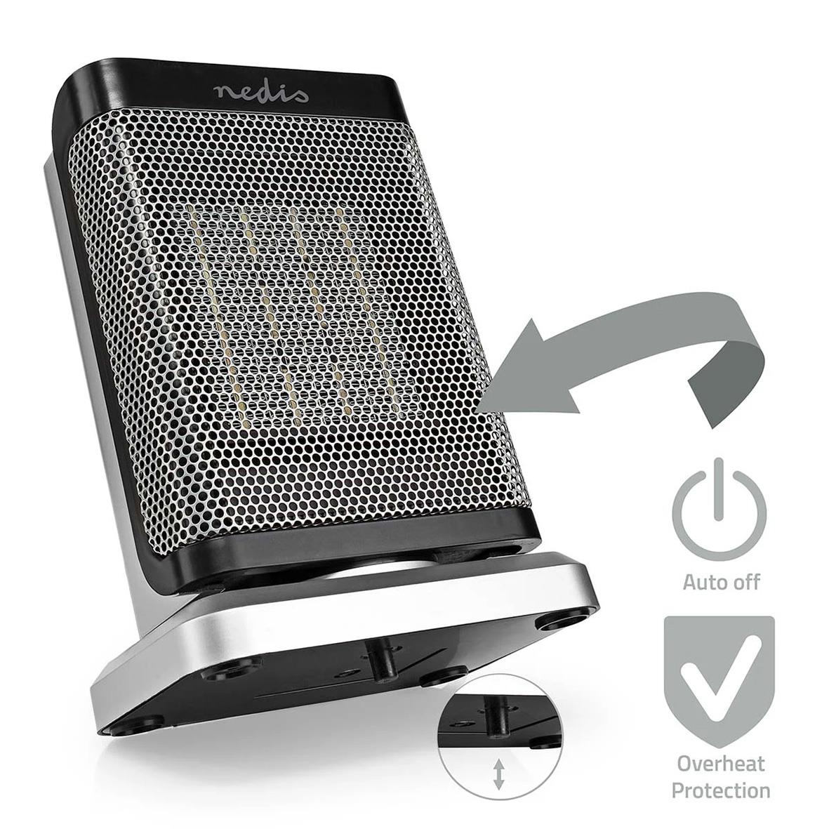 Värmefläkt Nedis 1000/1500W keramisk PTC med justerbar lutning och säkerhetsfunktioner