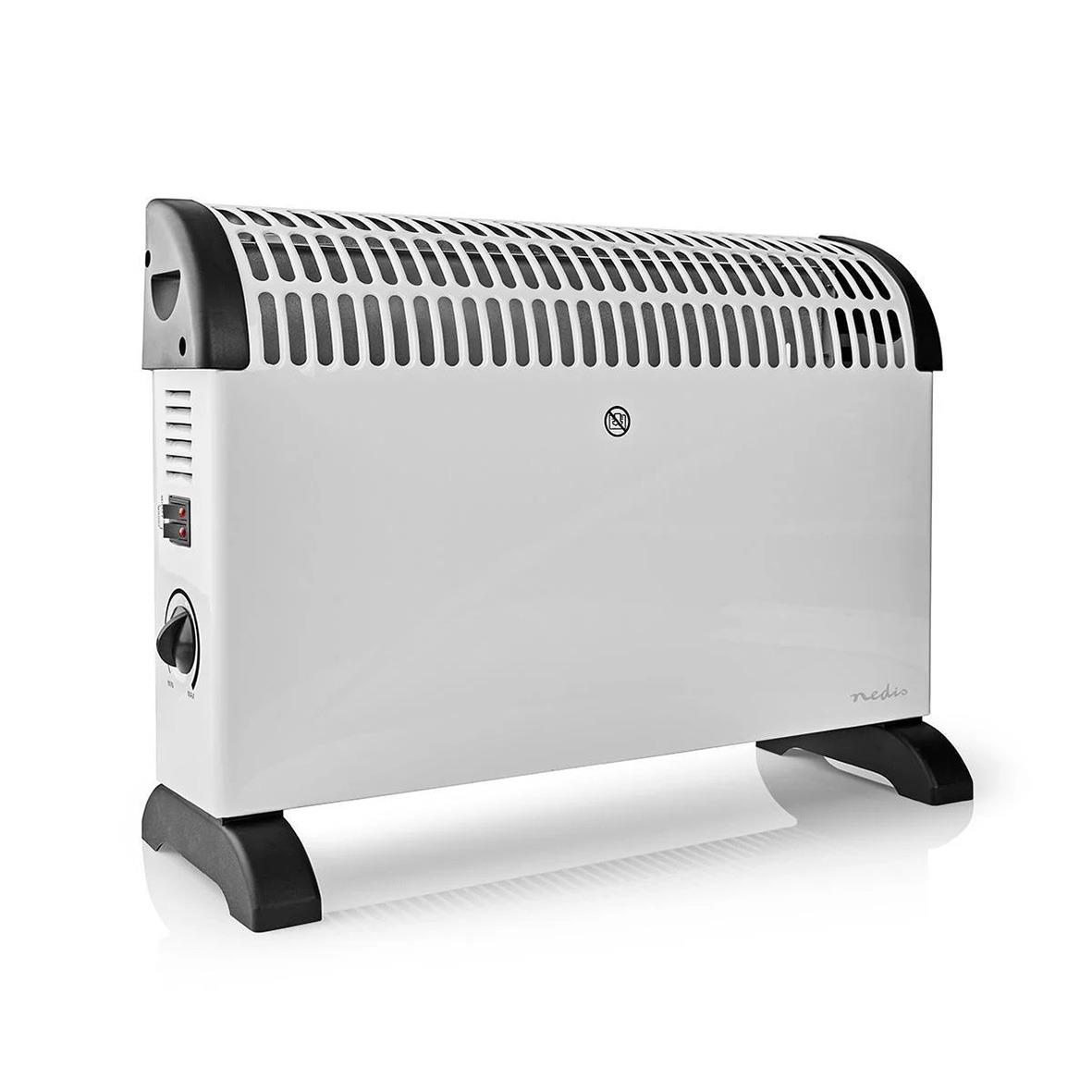 Vit Element Nedis 2000W värmeelement med svart bas och ventilationsgaller