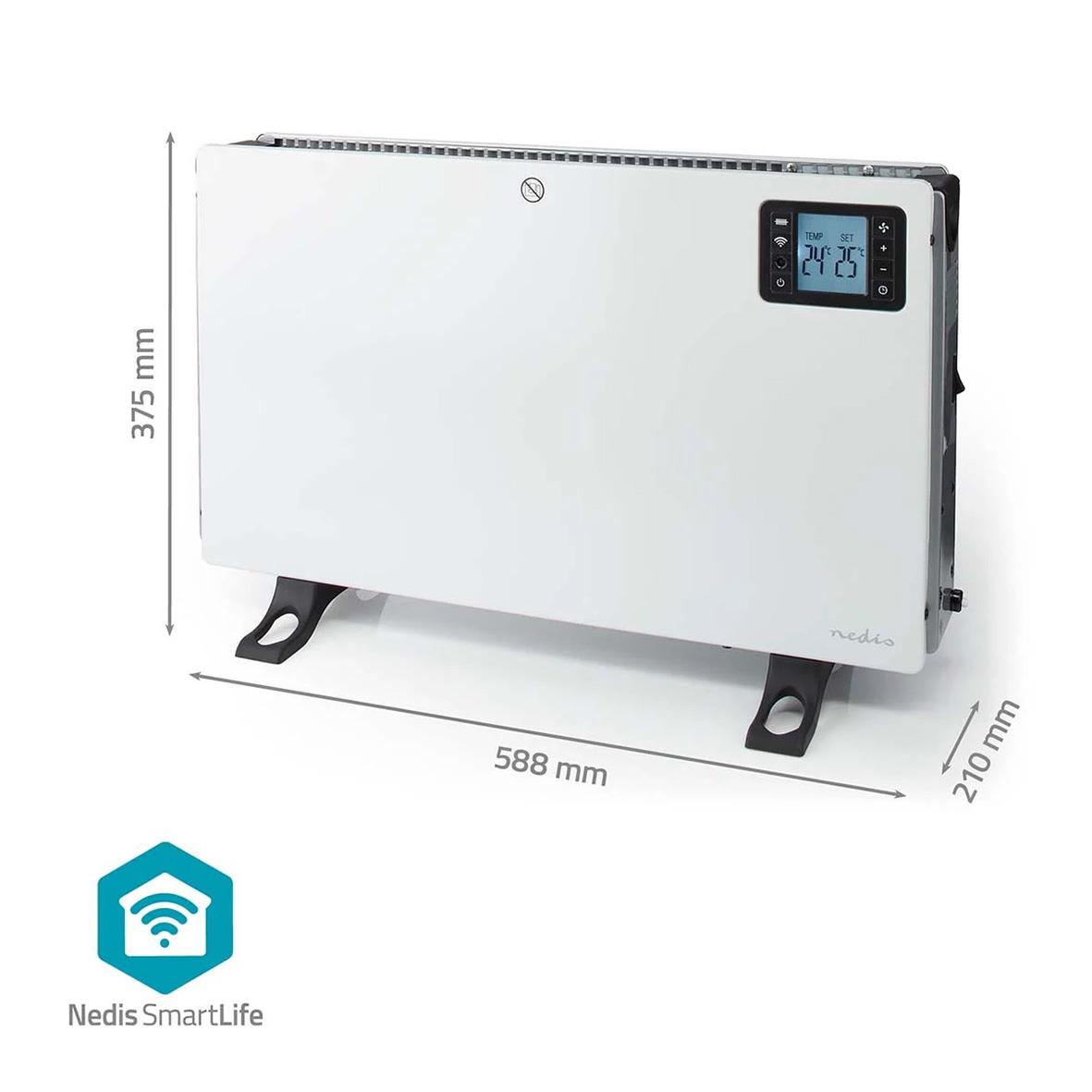 Vit Nedis 2000W Smartlife portabel värmeelement med digital display och justerbar temperatur