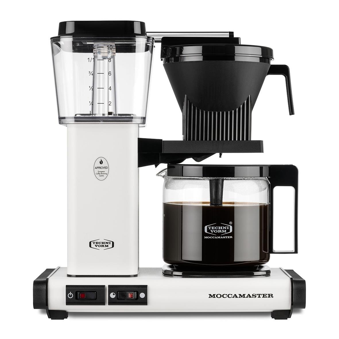 Kaffebryggare Moccamaster Automatic i matt vitt med behållare och filter