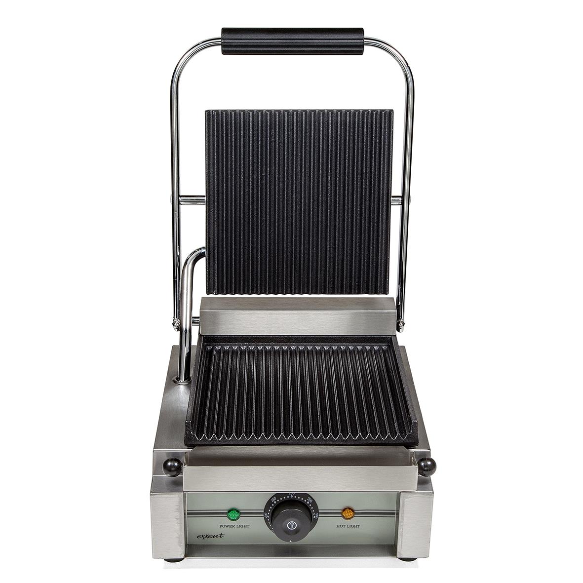 Klämgrill 1,8kW/230V/1fas med räfflad yta och handtag