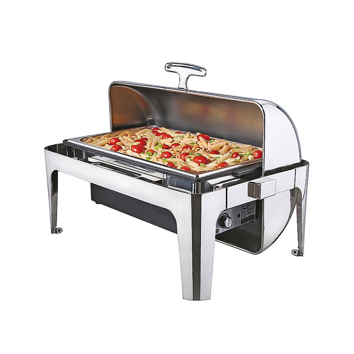 Chafing Dish i rostfritt stål med lock och plats för mat, mått 690x450x440mm