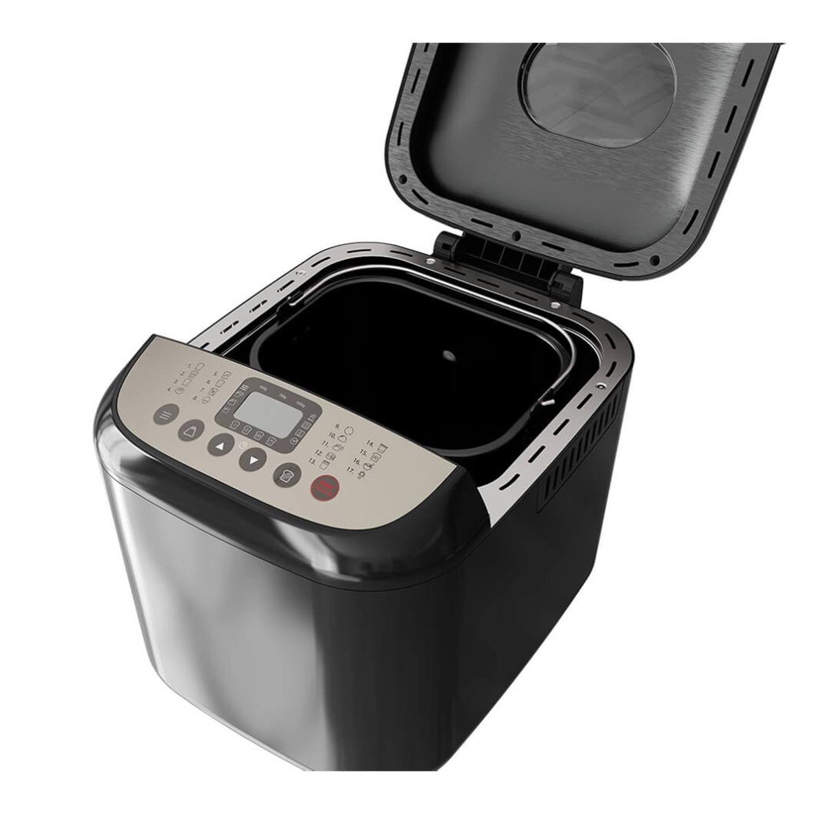 Svart bakmaskin Black+Decker 600W med öppen lock