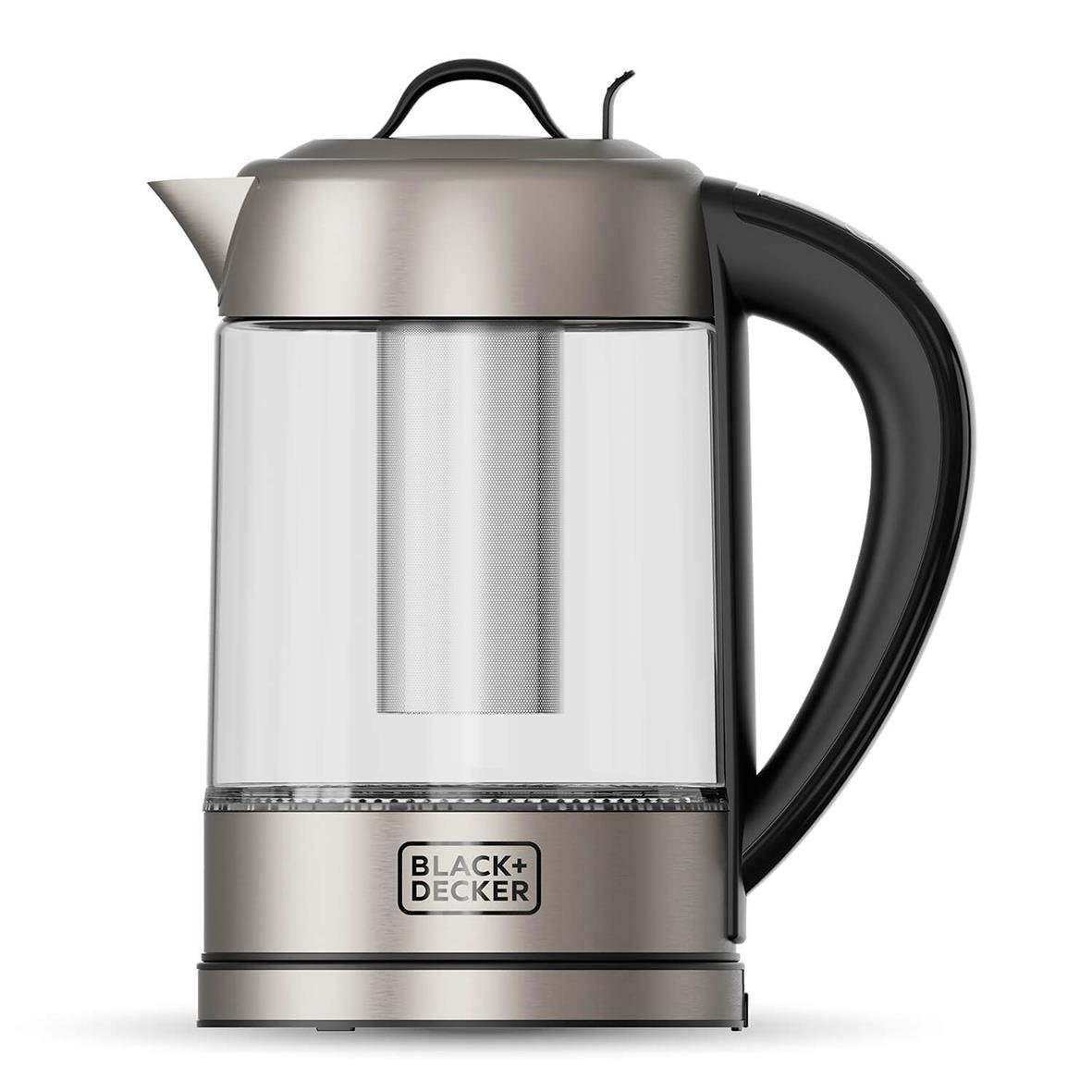 Vattenkokare Black+Decker Glas med Té-Filter 1,7L i silver och svart design