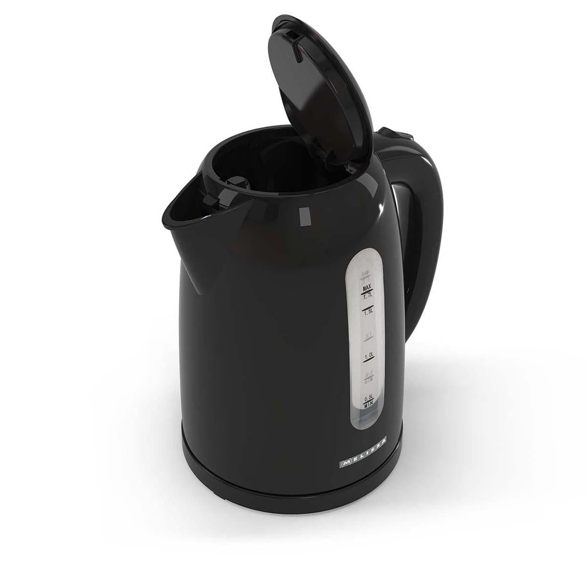 Vattenkokare Melissa Elektrisk 2200W svart 1,7L med lock öppet