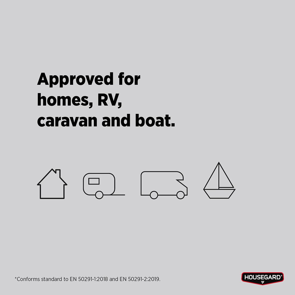 Kolmonoxidlarm Housegard CA108 med LCD-skärm, godkänd för hem, RV, husvagn och båt