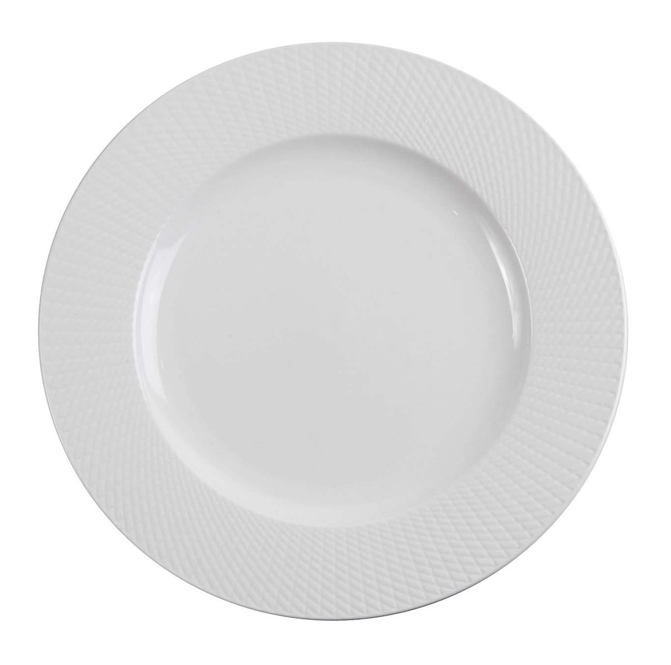 Vit tallrik Exxent Victoria Flat Ø26,5cm med räfflad kant