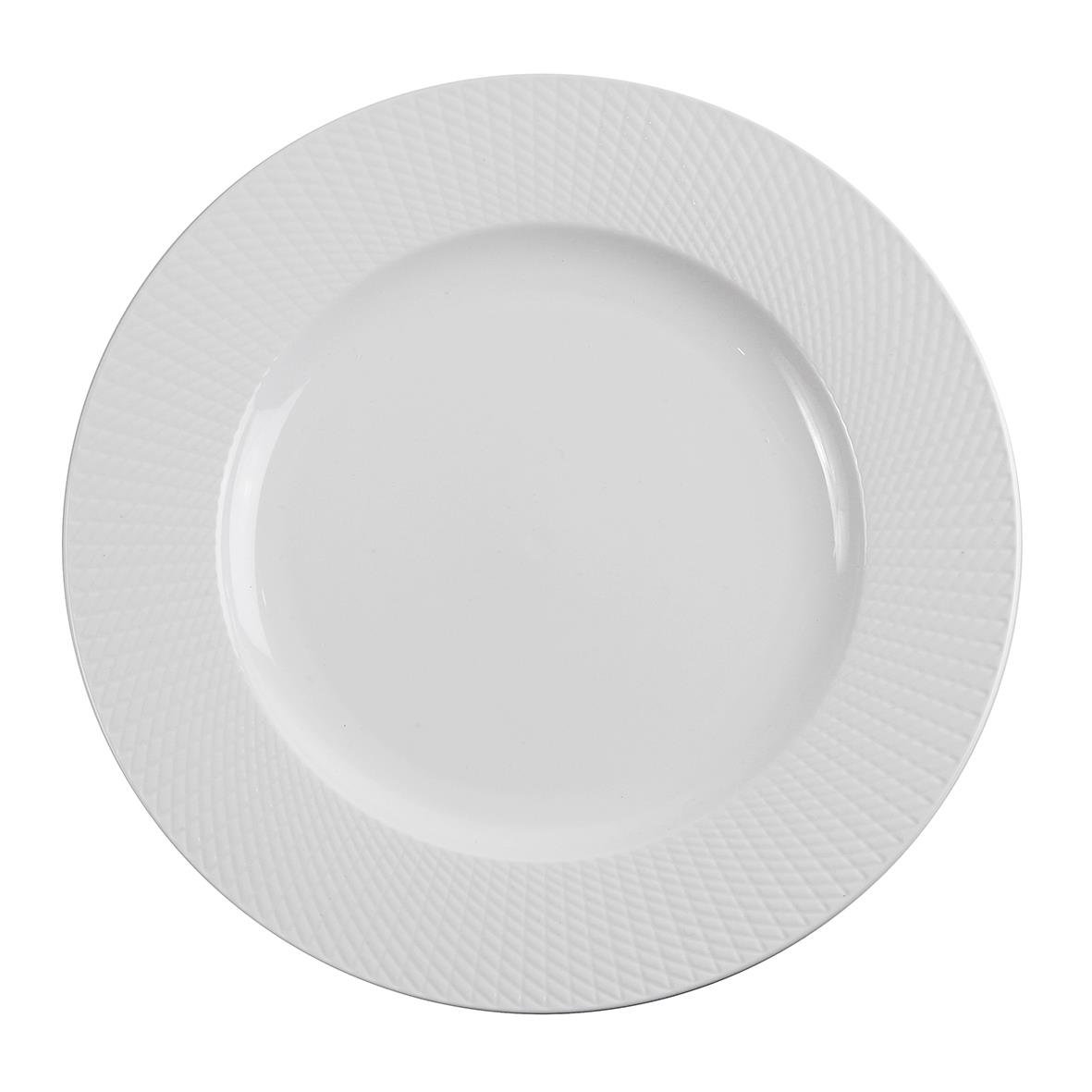 Vit tallrik Exxent Victoria Flat Ø26,5cm med räfflad kant