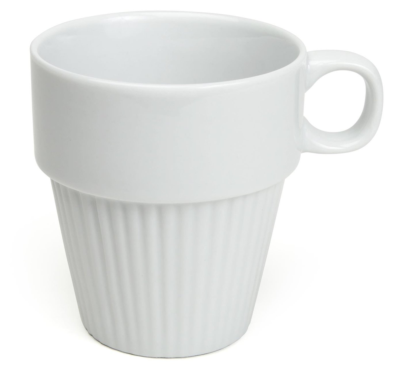 Vit mugg med ribbad nederdel och handtag, 30cl