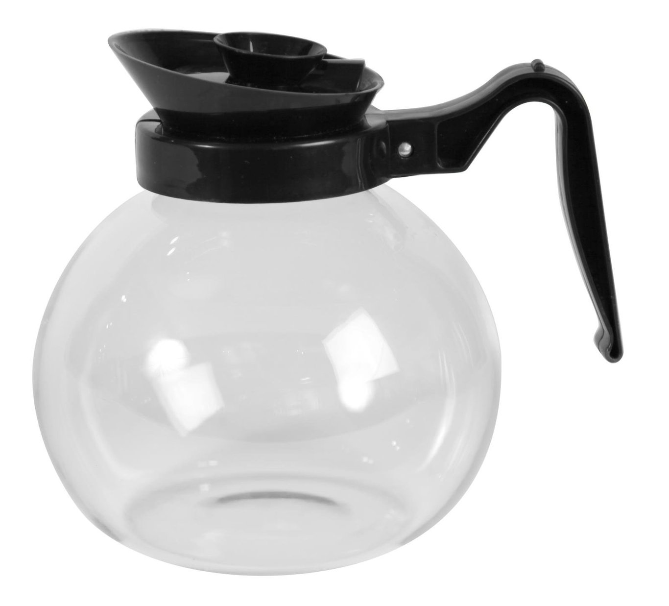 Kaffekanna i glas med svart plastlock och handtag, volym 1,6 liter
