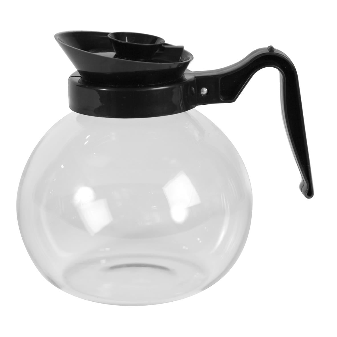 Kaffekanna i glas med svart plastlock och handtag, volym 1,6 liter