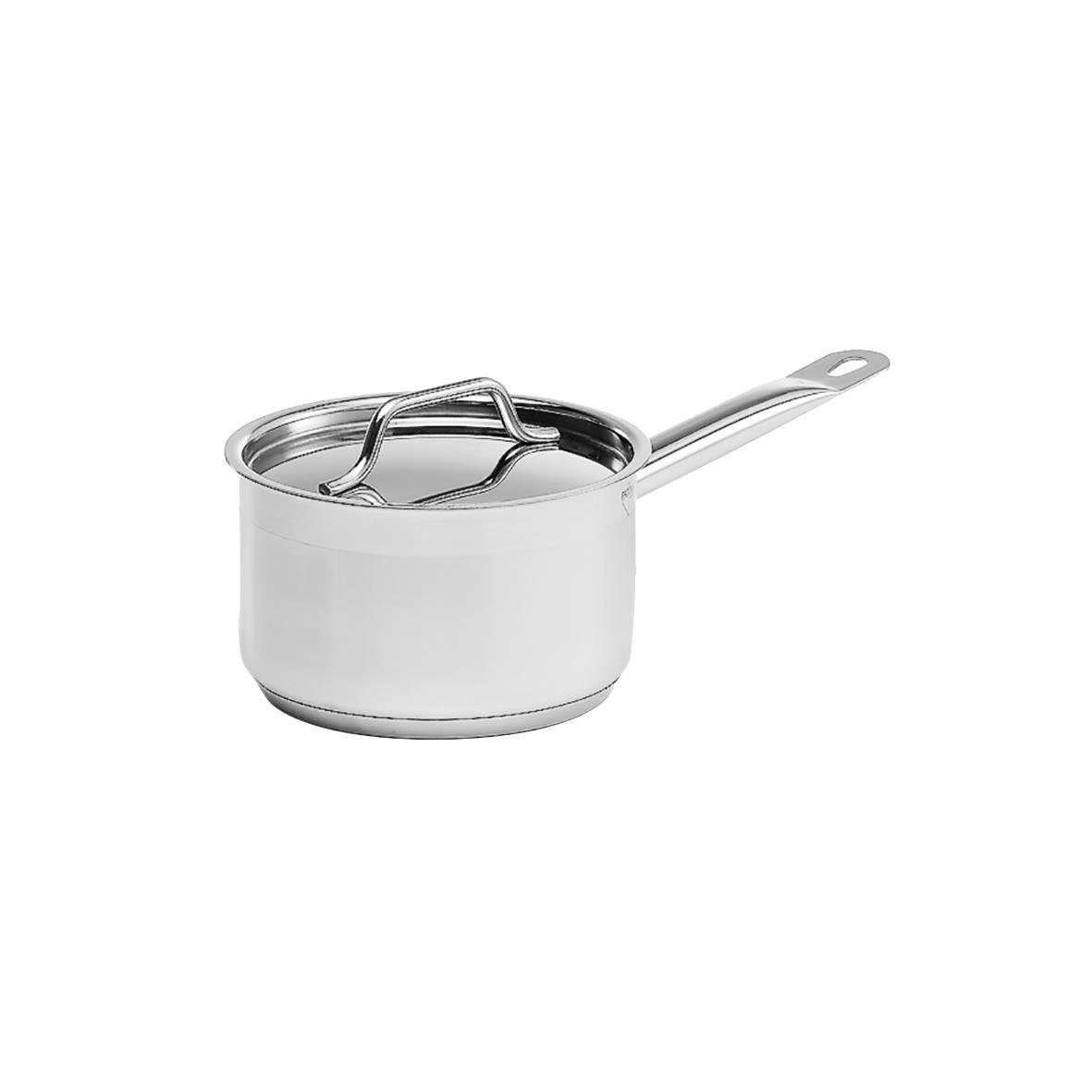 Kastrull i patinerad koppar med lock och lång handtag, Ø16cm, 1,8L