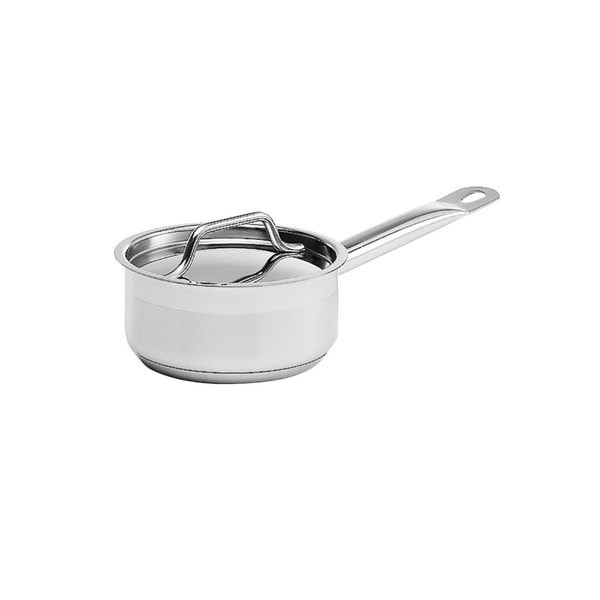 Kastrull i patinerad koppar med lock och lång handtag, Ø14cm, 1 liter