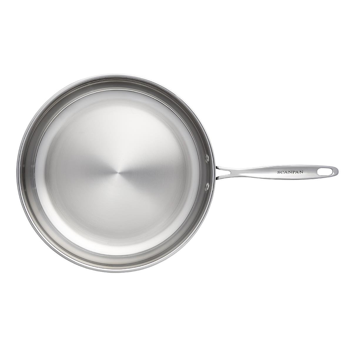 Stekpanna Scanpan Fusion 5 Ø28cm sett ovanifrån i rostfritt stål
