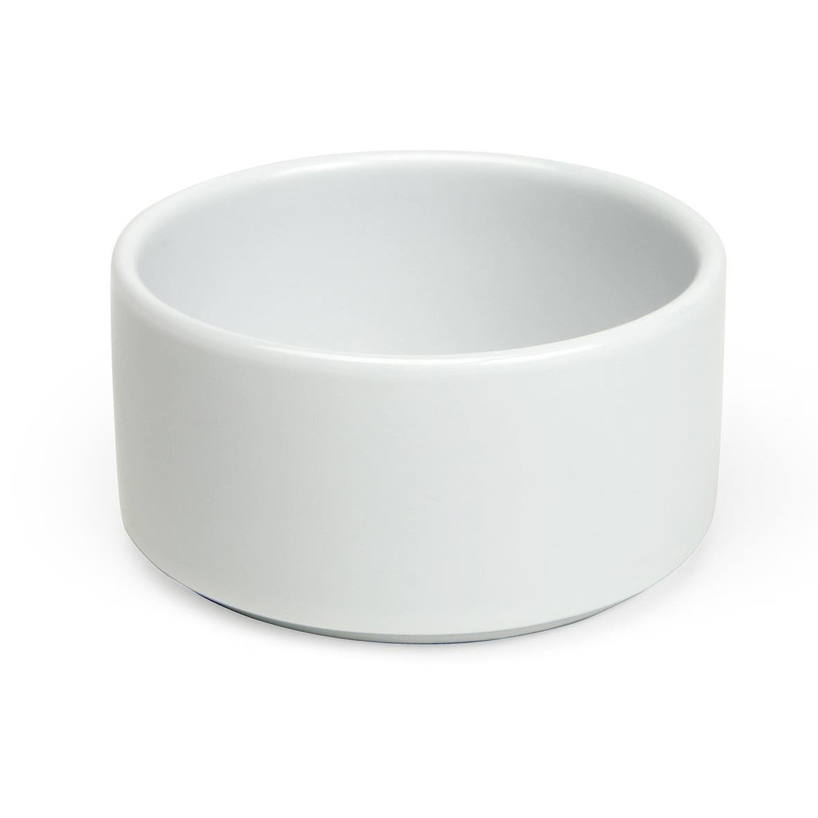 Vit sockerskål i keramik med rund form och släta ytor