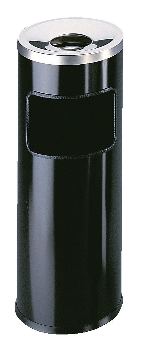 Svart metallaskopp för papper och skräp, 17 liter, rund och modern design