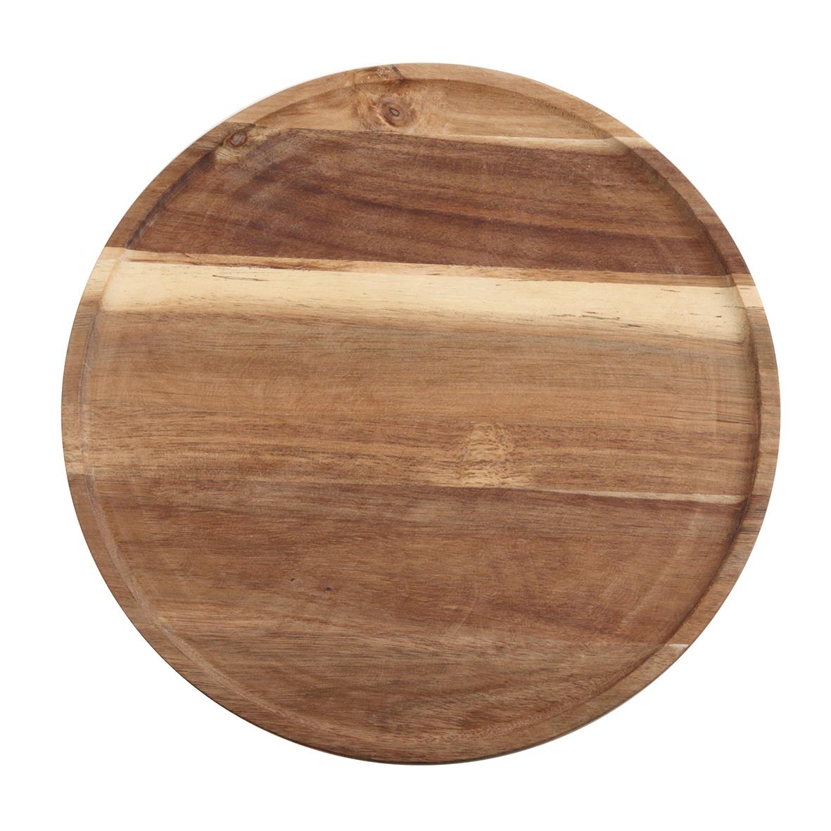 Rund serveringsfat i akaciaträ, diameter 33 cm