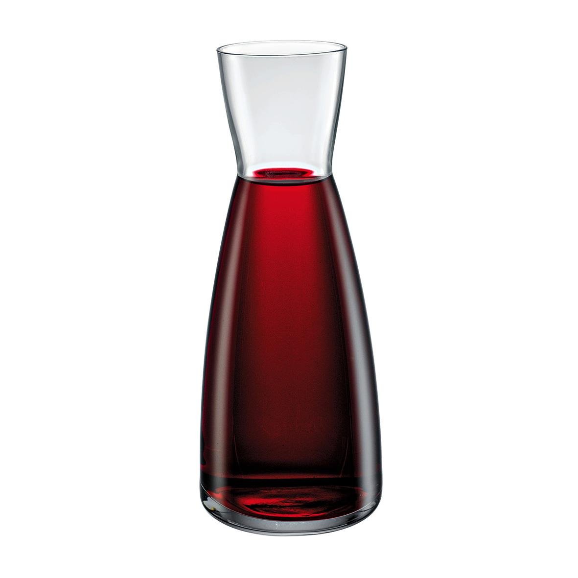 Karaff Ypsilon 1L med röd vätska och en tydlig glasdesign