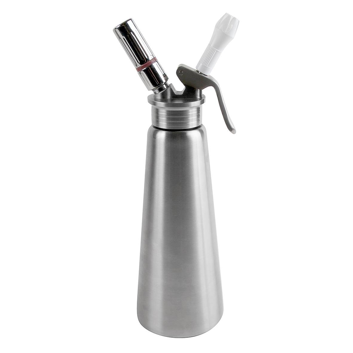 Stålgräddsifon med handpump och metallkropp