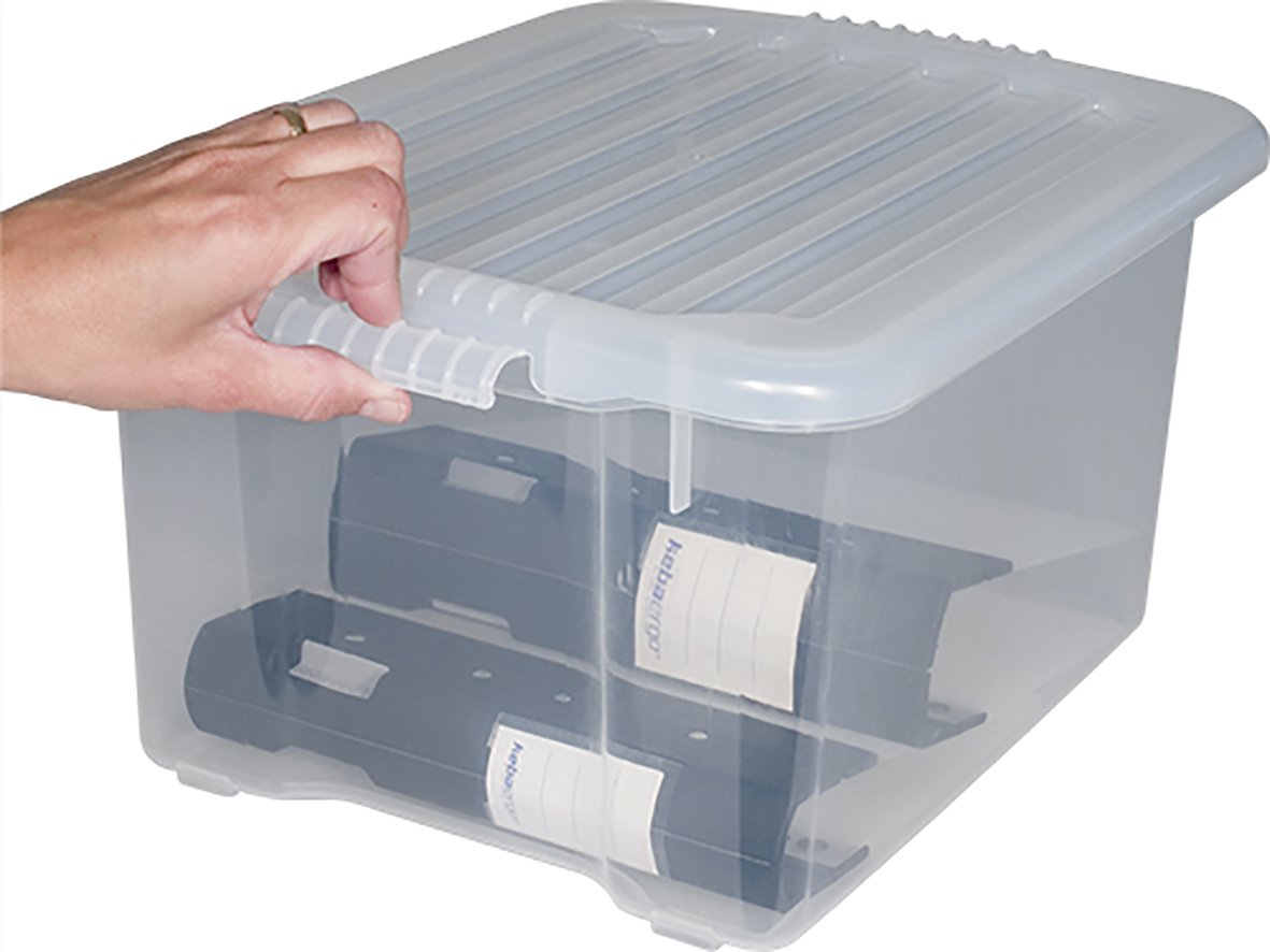Transparent förvaringslåda med lock och lås, 23L kapacitet