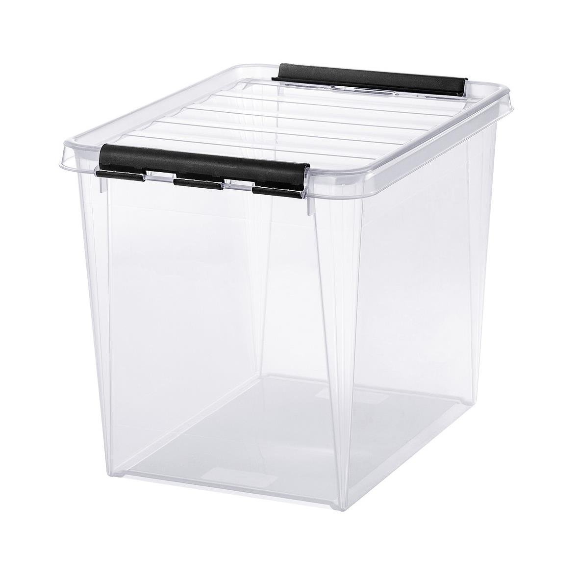 Transparent förvaringslåda SmartStore Classic 25L med lock och handtag, mått 400x300x320mm