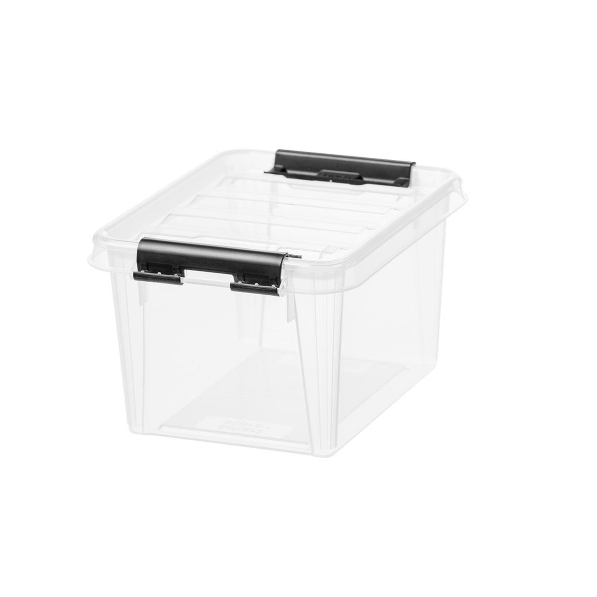 Transparent förvaringslåda SmartStore Classic 1,5L med svart lås, mått 200x150x110mm