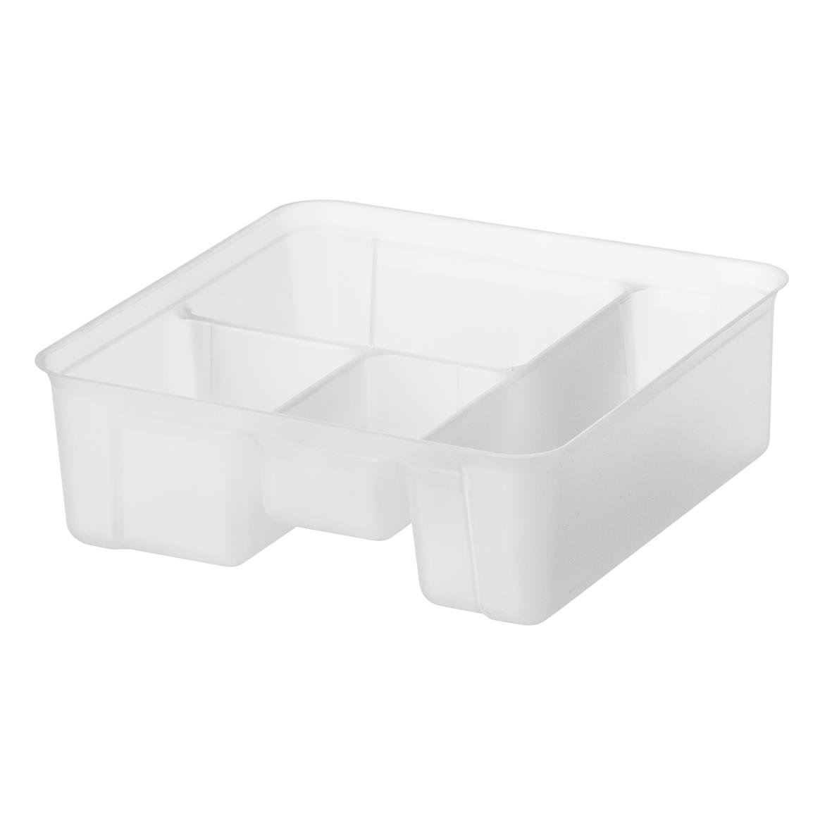 Vit plastlåda Insats SmartStore Classic 7L med tre fack, mått 260x250x90mm