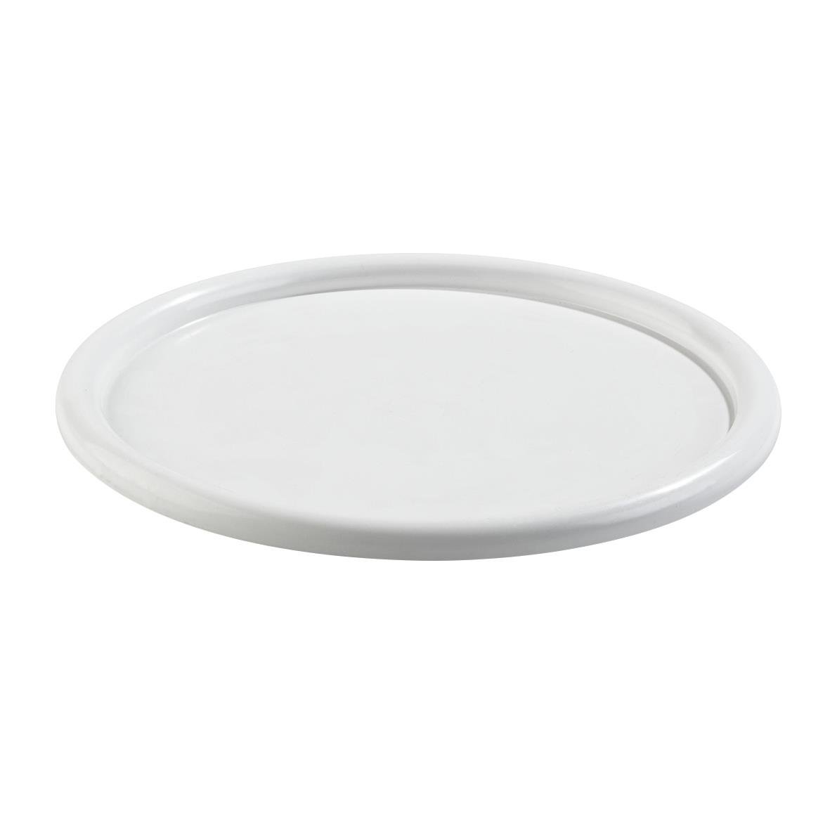 Rund vit plastbricka med lock för 12L plastthink