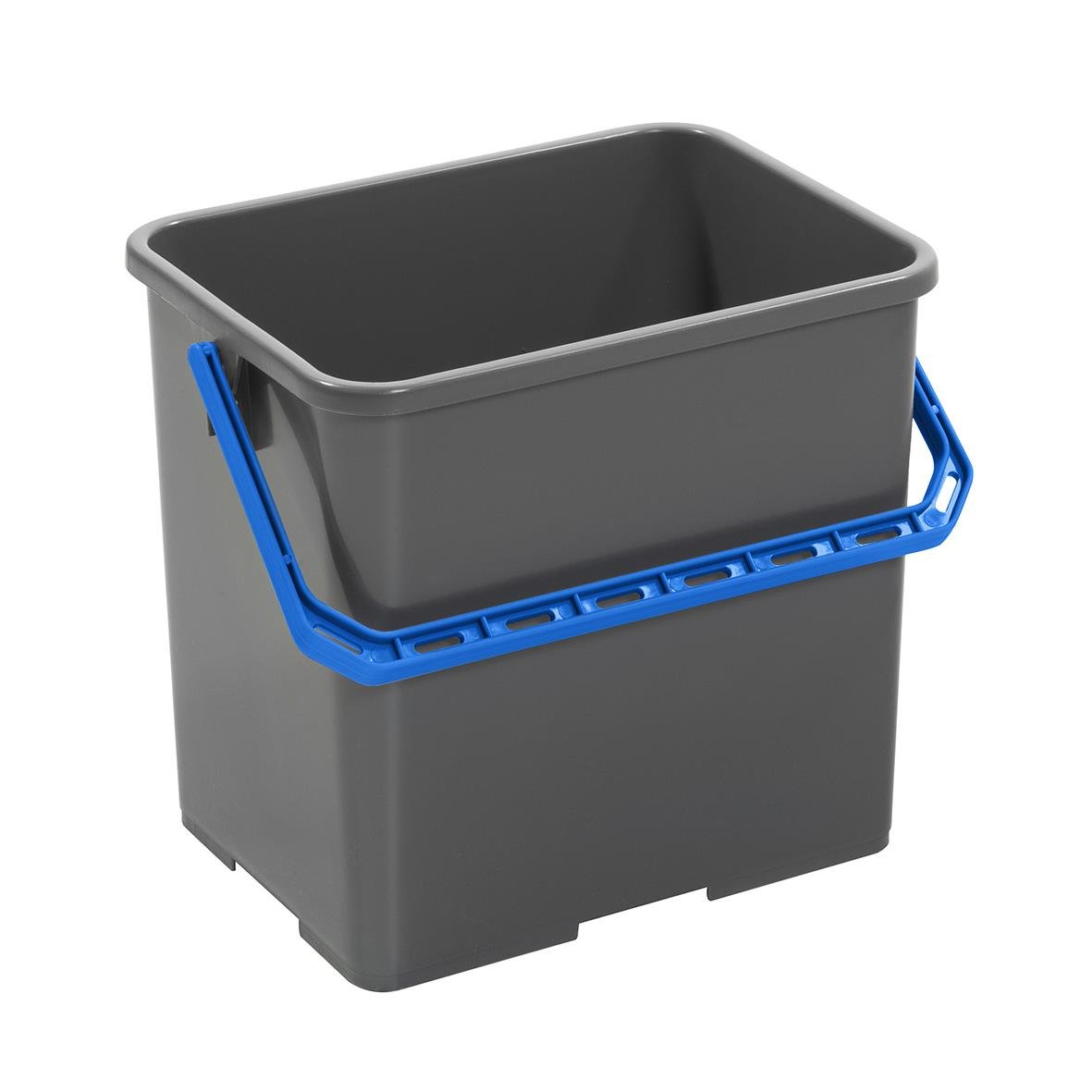 Grå hink med blått handtag och 6-liters kapacitet