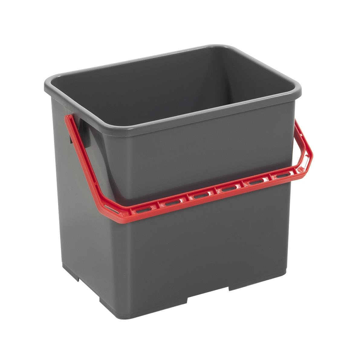 Grå hink med rött handtag och 6L kapacitet