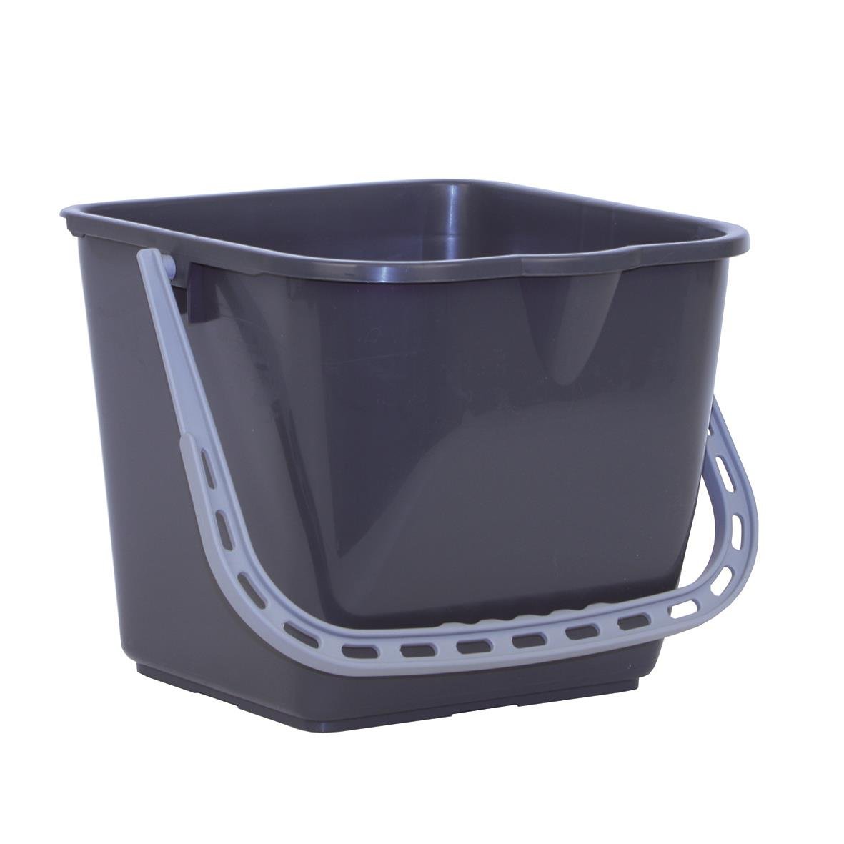 Grå hink med 15 liters kapacitet och handtag