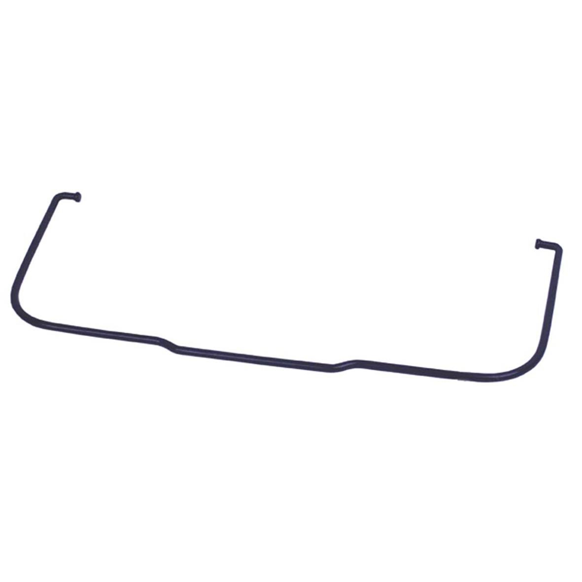 En svart metallkrok med böjda ändar, användbar för att hänga eller fästa föremål