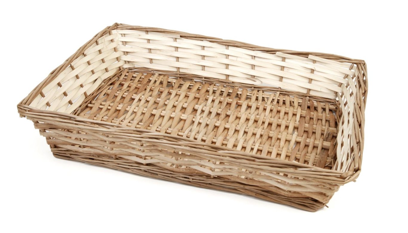 Rektangulär brödkorg i naturfärgad flätad rotting, mått 45x34cm