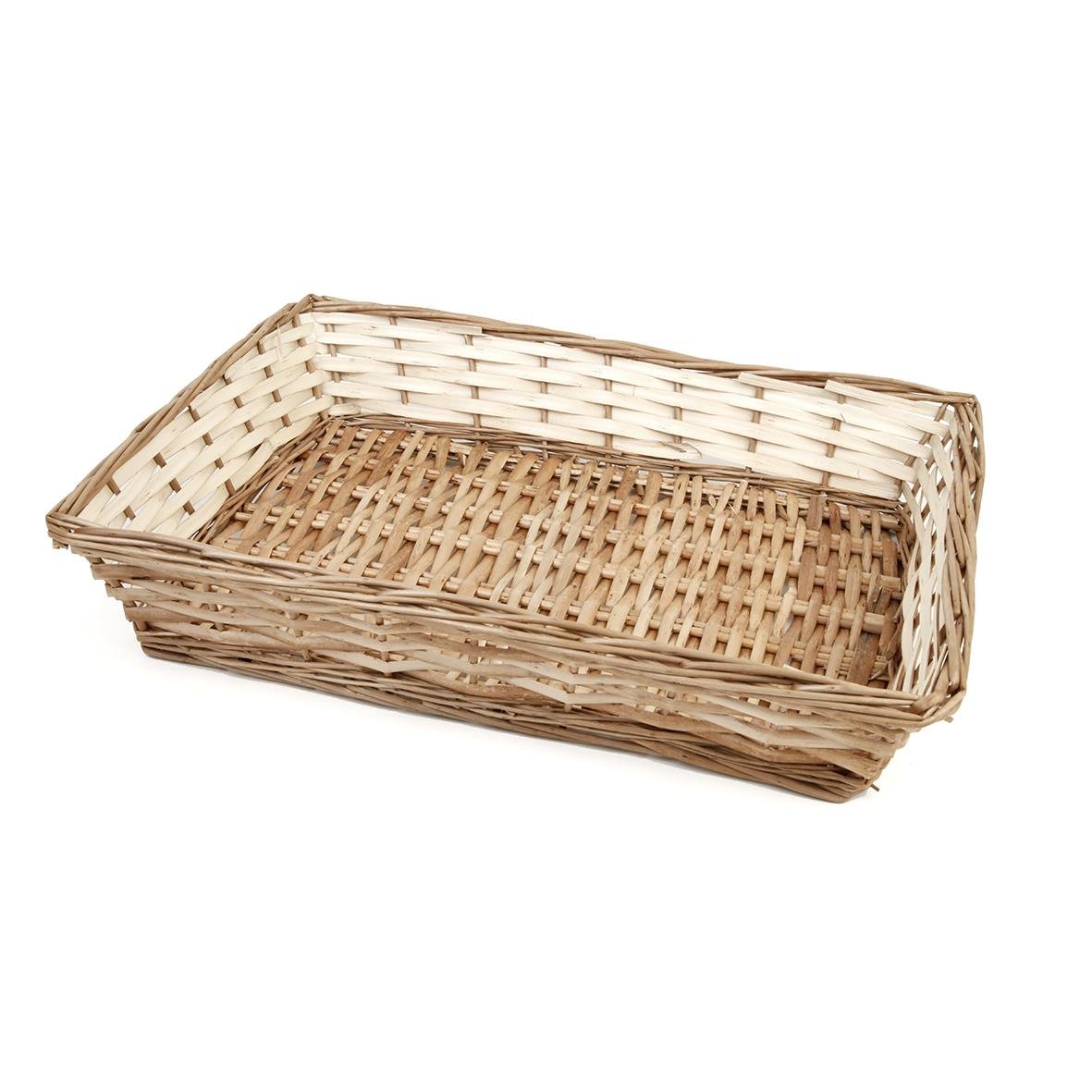 Rektangulär brödkorg i naturfärgad flätad rotting, mått 45x34cm