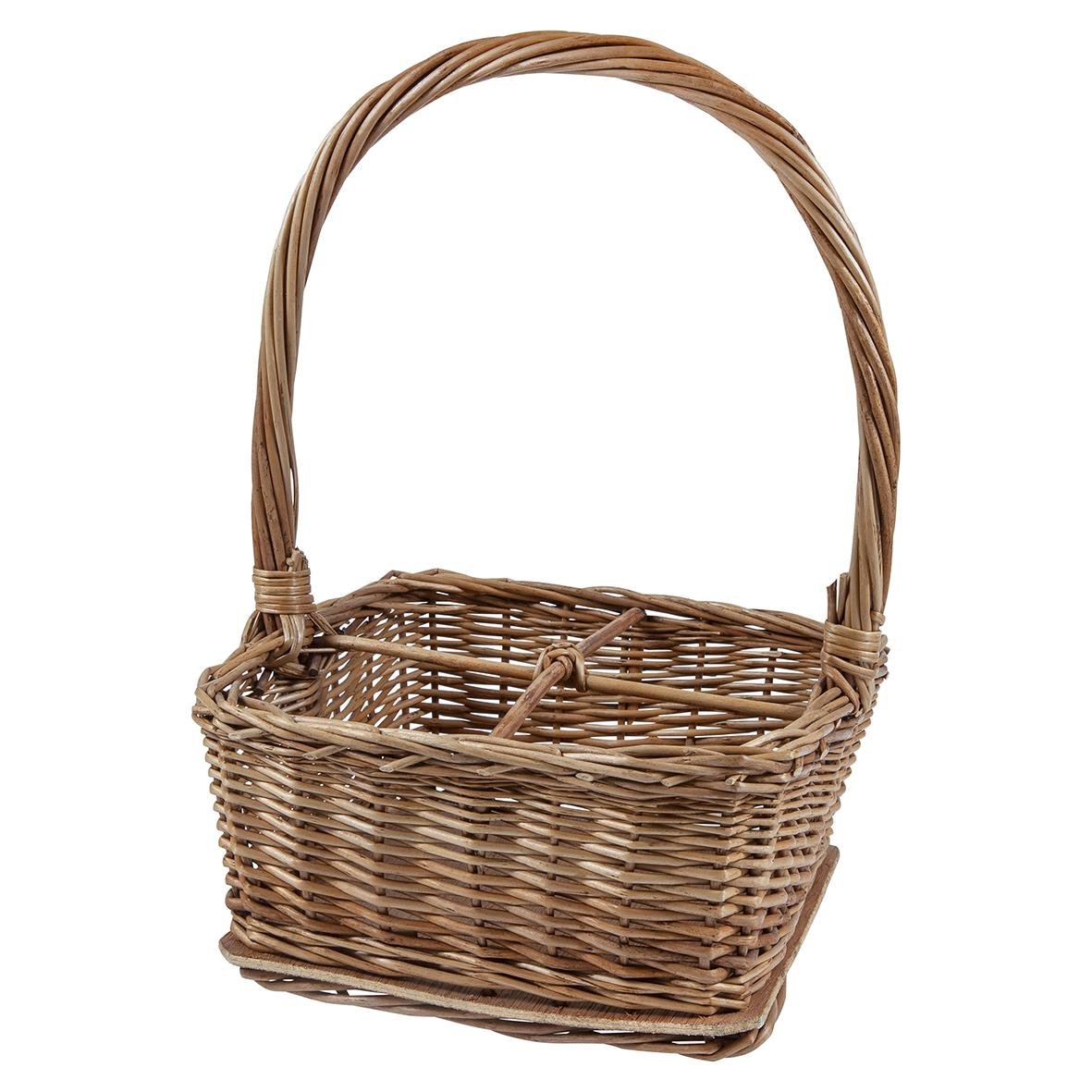 Kryddkorg med fyra fack i rotting, mått 18x18x28cm