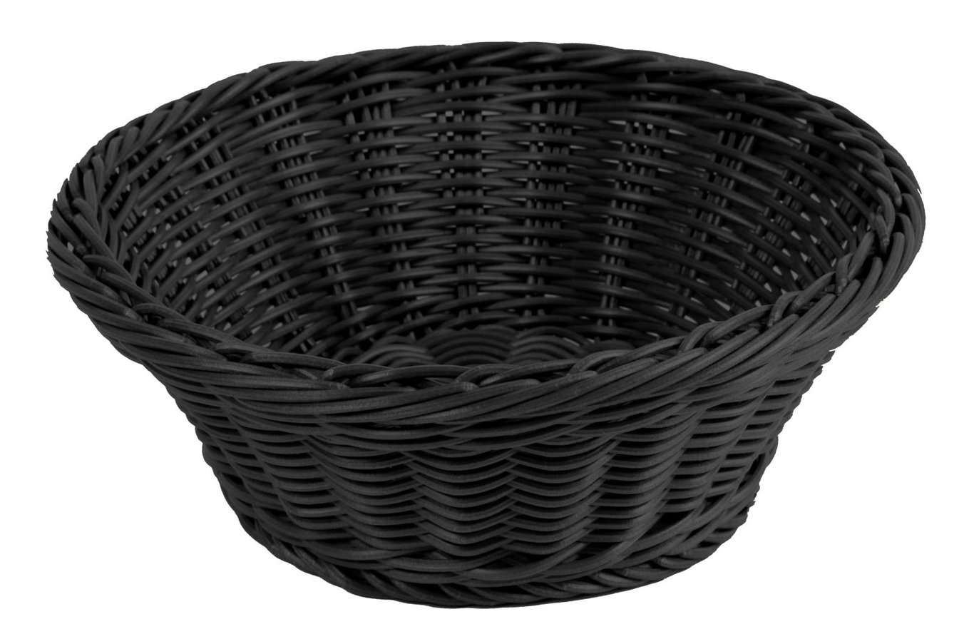 Rund svart brödkorg i rotting med diameter 23 cm